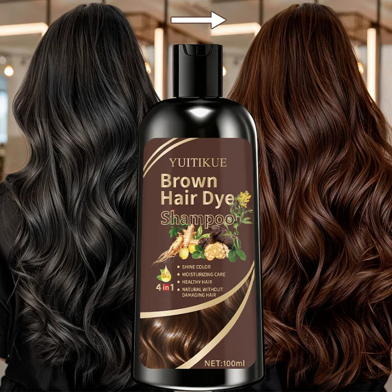YUITIKUE Brown Hair Dye Shampoo 100ml - 4-in-1 Plant Formula, Covers Gray Hair with Natural Color, Easy & No Damage (Copy)